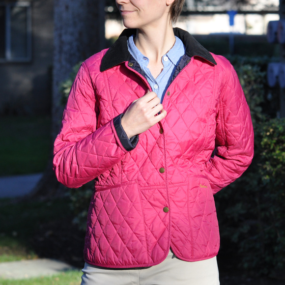 barbour pink quilted jacket